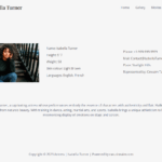 Actress website design page with about, contact, bio